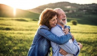 Couple enjoying some time outdoors and embracing