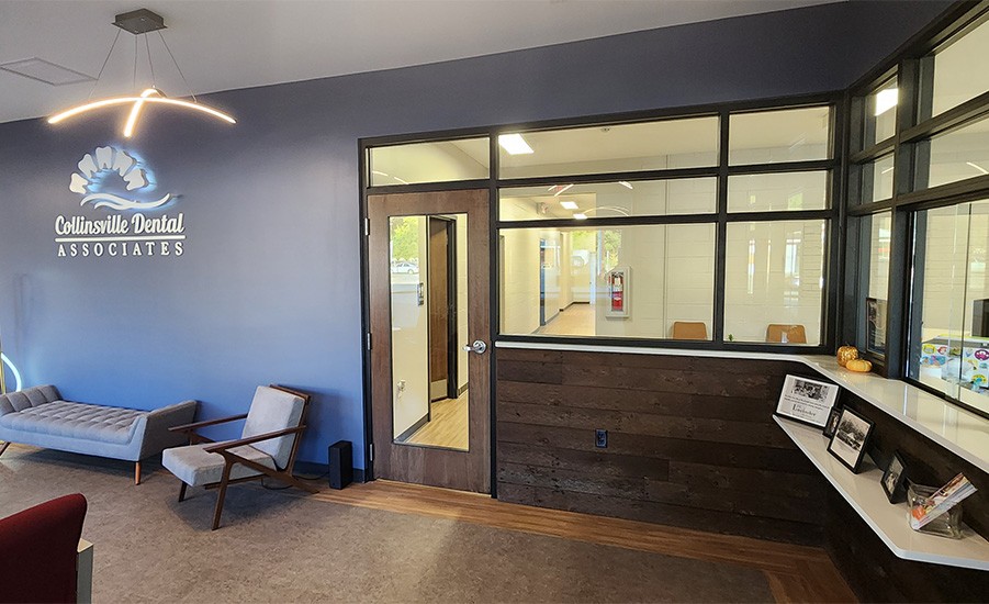 Cozy dental office seating area