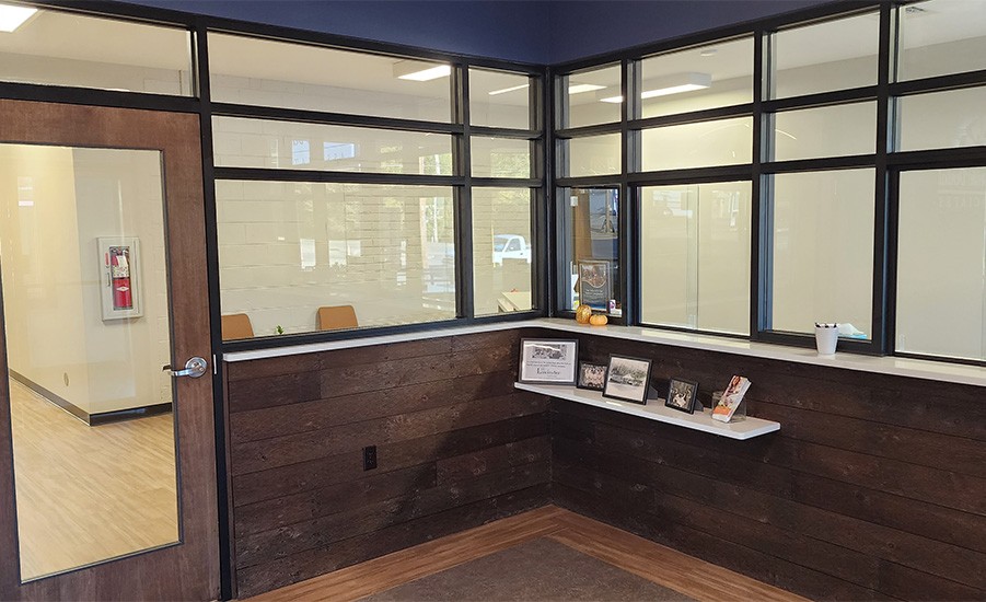 Cozy dental office seating area