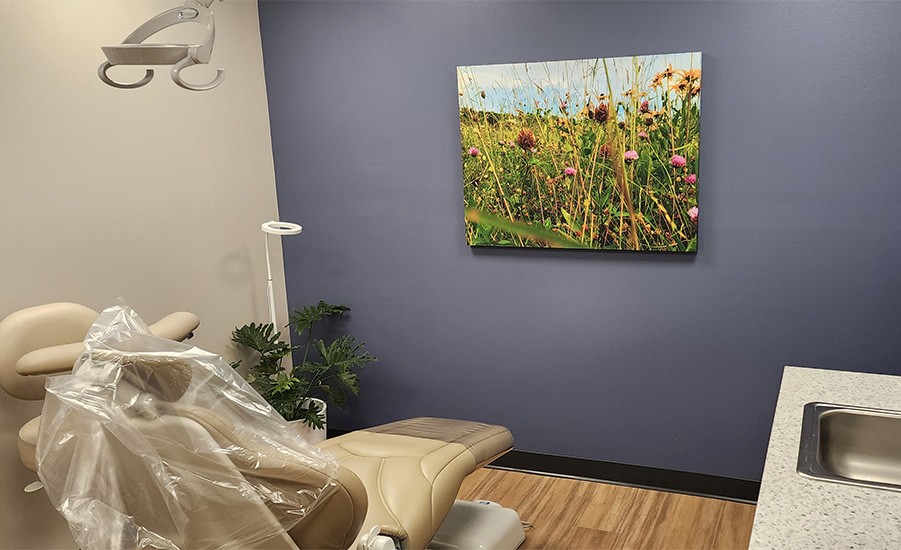 Cozy dental office seating area