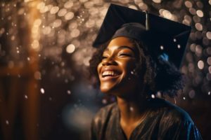 a girl with a beautiful smile on graduation day